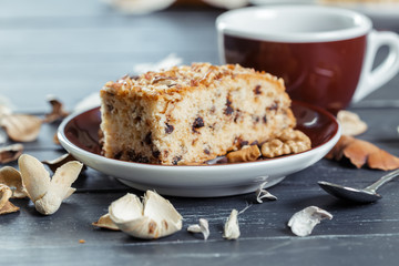 cake on old wooden background