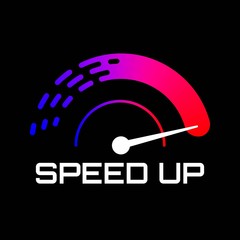 Speedometer logo. Max speed colorful icon.