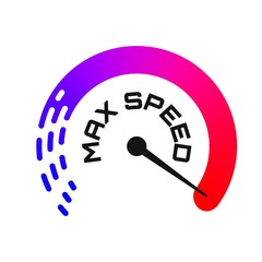 Speedometer logo. Max speed colorful icon.