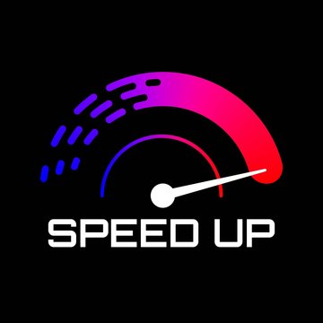 Speedometer logo. Max speed colorful icon.