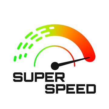 Speedometer logo. Max speed colorful icon.