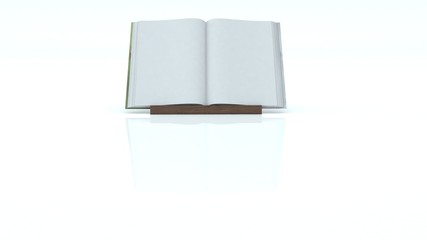 Blank open book on white background.