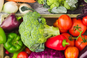 Set of different fresh colorful vegetables