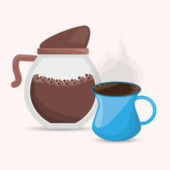 coffee maker and cup delicious design vector illustration eps 10