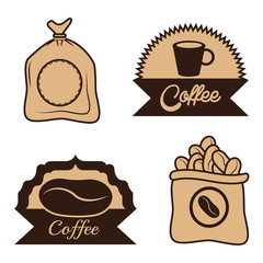 coffee label sac beans cup desgin vector illustration eps 10