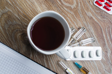 Desk physician with the ECG