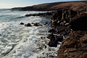 Wild beaches of sand and rocks, Aguimes coast, Gran canaria, Canary islands