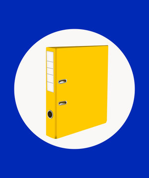 Yellow file Folder. ring binders . icon with yellow folder