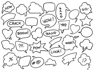 Set of different bubbles for speach, speak clouds. Isolated vector shapes