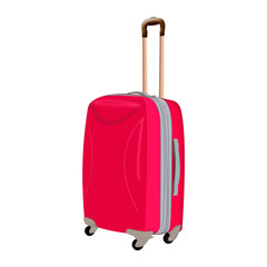 red suitcase on wheels. a suitcase with a handle. the icon with a suitcase. Briefcase, bag, valise,