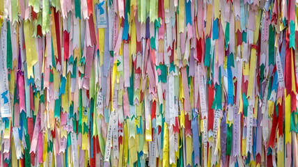 Buddhist prayer ribbons near the Korean demilitarized zone