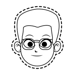 face of young wearing glasses man icon image vector illustration design 