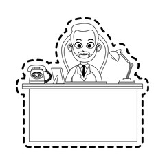 male bearded doctor and desk icon image vector illustration design 