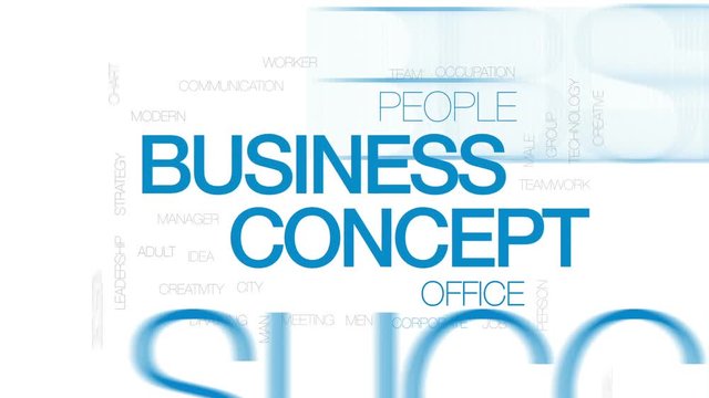 Business concept animated word cloud, text design animation. Kinetic typography.