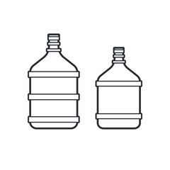 Big plastic bottle with water isolated on white background. Line icon.