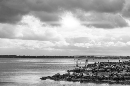 Fototapeta Sea landscape in black and white
