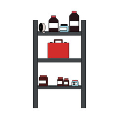 first aid kit and shelf  icon image vector illustration design 