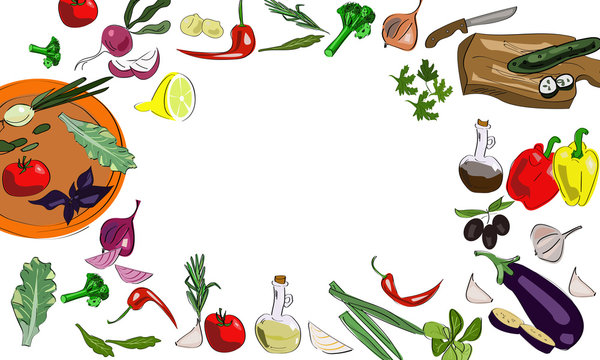 Organic vegetables set of hand drawn vegetables. Vector illustration.