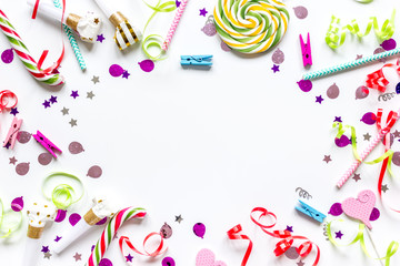 birthday party design with confetti top view space for text