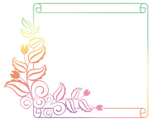 Beautiful gradient frame. Color silhouette frame for advertisements, wedding and other invitations or greeting cards. Raster clip art.