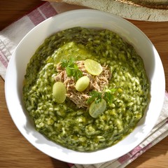 Spinach, duck and grapes Risoto