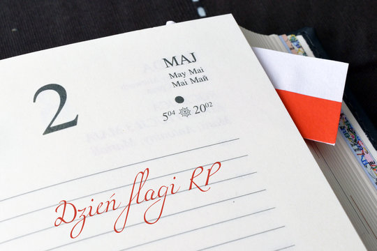 Dzień flagi Rzeczypospolitej Polskiej. Polski symbol narodowy. 2 maja.