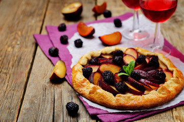 Plum blackberry galette