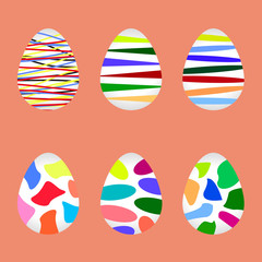 набор пасхальных яиц на розовом фоне