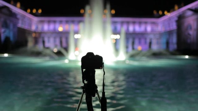 Making Time Lapse at Reggia di Monza, Italy. Fountain by Night