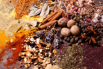 Flat lay spicy frame