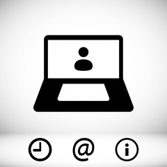 laptop with user icon in the middle vector illustration flat design