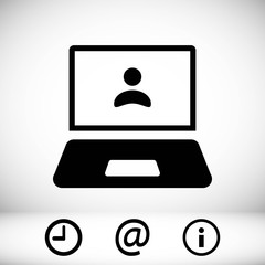 laptop with user icon in the middle vector illustration flat design