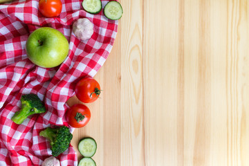 Vegetables on the wooden background