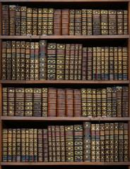 old books in library.