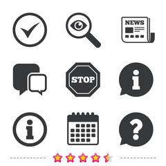 Information icons. Stop prohibition symbol.