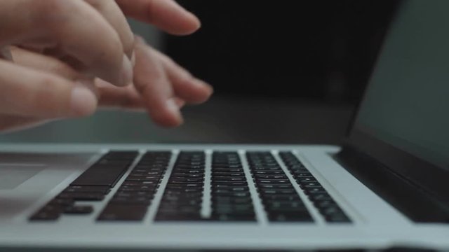 Working Woman Hand Typing On Laptop