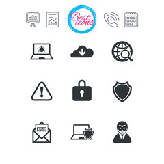Fototapeta premium Internet privacy icons. Cyber crime signs.