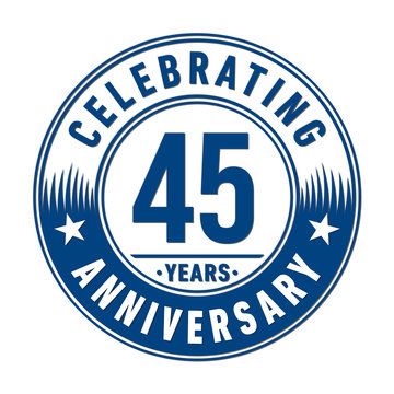 45 Years Anniversary Logo Template. Vector And Illustration. 