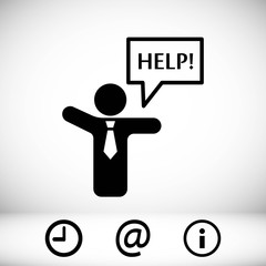 man with his hands asks for help