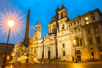 Fototapeta premium The Piazza Navona at night , Rome, Italy