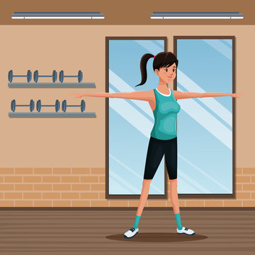woman sports training exercise gym workout vector illustration eps 10