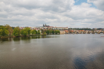 Fototapeta na wymiar Czech Republic, Prague. View of castle with river Vltava