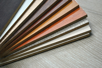 Wooden color sample boards for interior design.