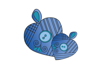 Two Blue Heart Symbols, vector illustration