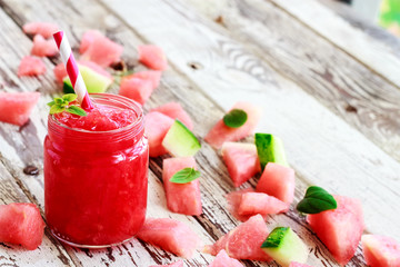 Healthy fresh watermelon smoothies with mint