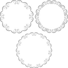 set of isolated floral borders