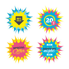 80 percent sale arrow tag sign icon.