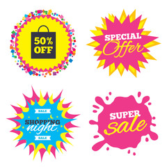 50 percent sale bag tag sign icon.