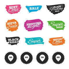 Sale pointer tag icons. Discount symbols.