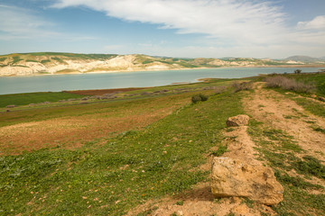 Fototapeta na wymiar Spring landscape around Barrage Idriss, Morocco